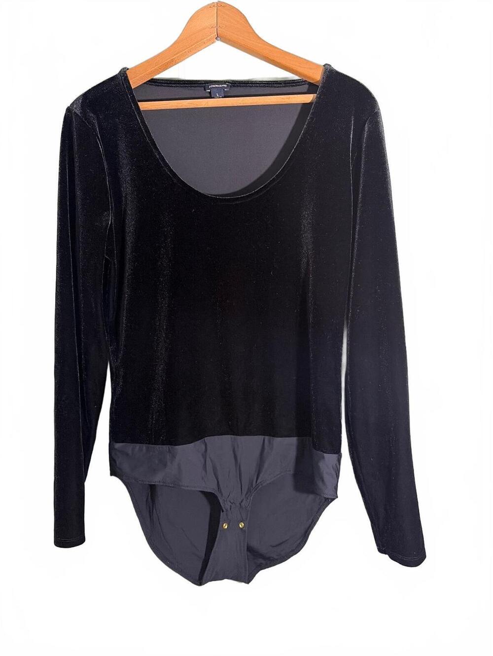 J.Crew Black Velvet Long Sleeve Bodysuit Size Large